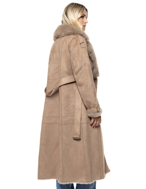 SPLENDID μακρύ παλτό suede-look με πλούσιο faux fur γιακά 56-101-050-ΜΠΕΖ