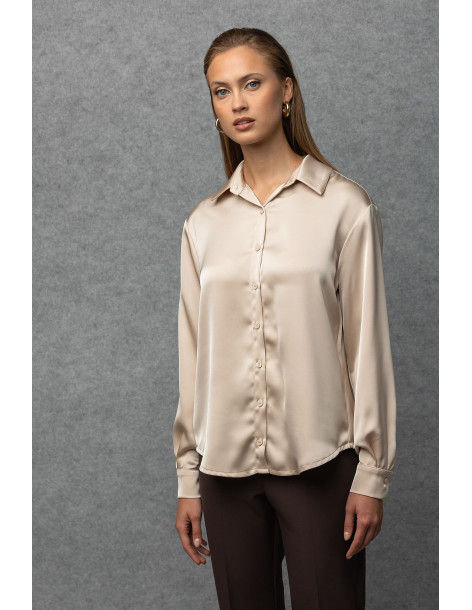 DONNA  MARTHA Πουκάμισο satin touch 27153-4-ΜΠEZ