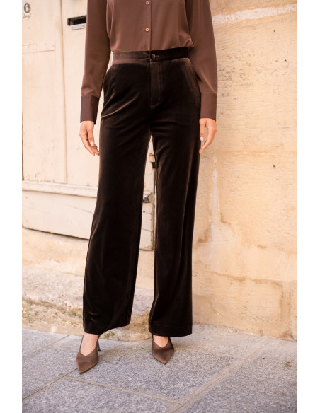 BON FASHION Velvet jacket and pants set V1721-P2228-BROWN | BON FASHION