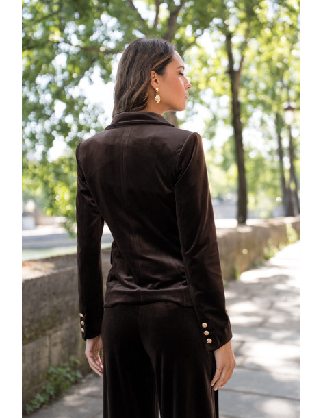 BON FASHION Velvet jacket and pants set V1721-P2228-BROWN | BON FASHION