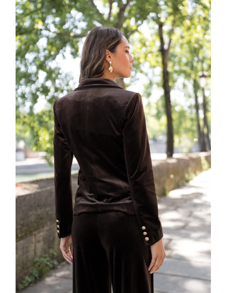 BON FASHION Velvet jacket and pants set V1721-P2228-BROWN | BON FASHION