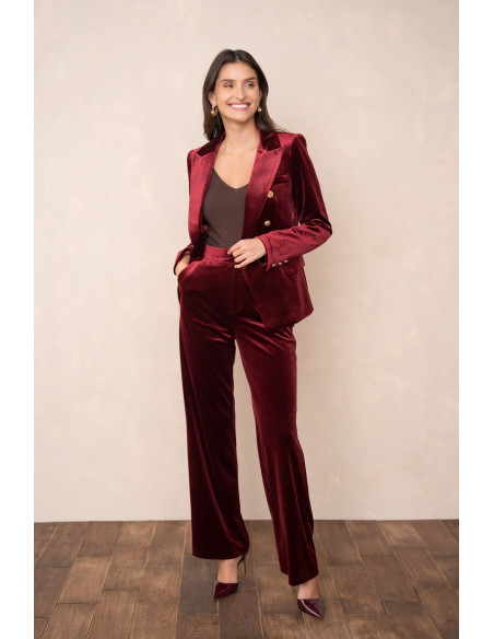 BON FASHION Velvet jacket and pants set V1721-P2228-BROWN | BON FASHION