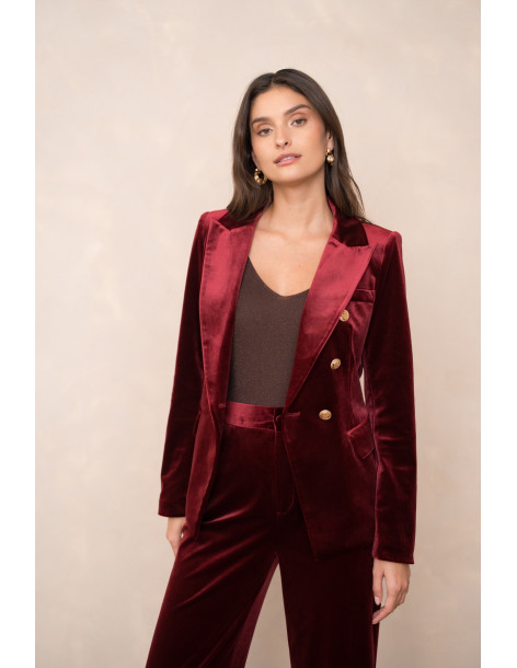 BON FASHION SET Velvet jacket and pants set V1721-P2228-ΜΠΟΡΝΤΟ 2