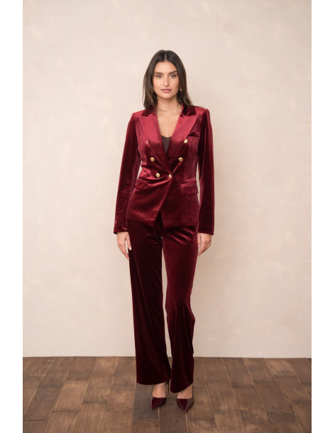 BON FASHION SET Velvet jacket and pants set V1721-P2228-ΜΠΟΡΝΤΟ