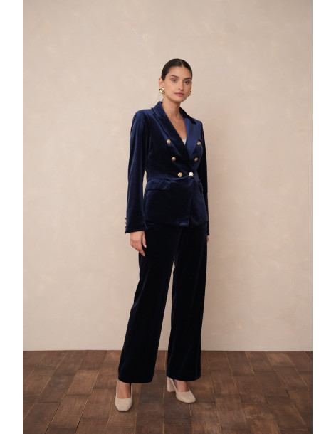 BON FASHION SET Velvet jacket and pants set V1721-P2228-BLUE