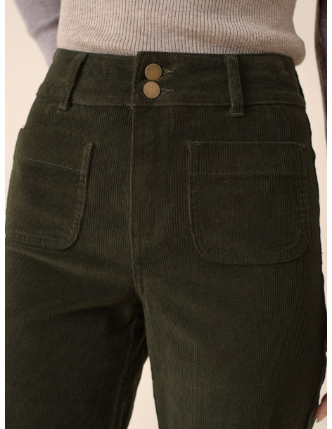 ORAIJE PARIS Βελούδινο παντελόνι Elenette V6006-OLIVE