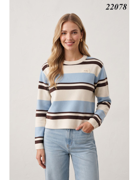 BON FASHION πλεκτό πουλόβερ 22078-BLUE