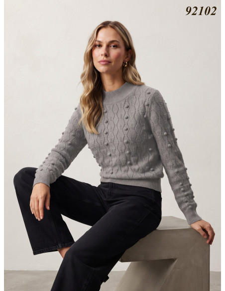 BON FASHION Πλεκτό ζιβάγκο από λεπτή πλέξη 92102-ΓΚΡΙ