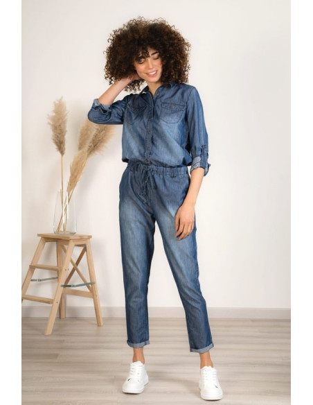 JUMPSUITS CINDY H1900-BLUE JEAN | BON FASHION